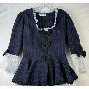 Charades Top M Black Square Neck Bows Martha Washington‎ Halloween Costume Shirt